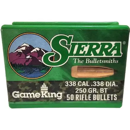 OIP SIERRA 338CAL (.338") 250GR SBT GAMEKING BULLETS 50CT