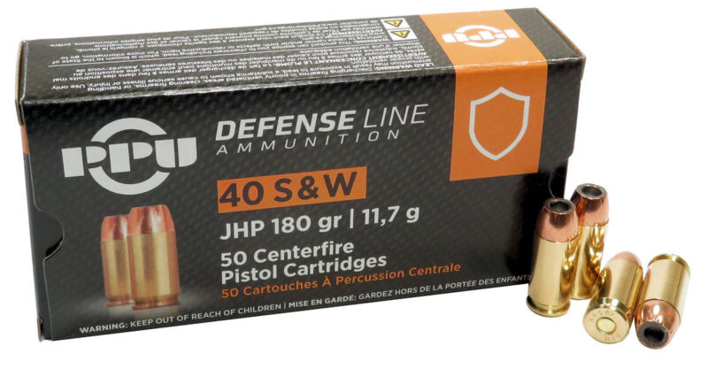 PPU 40 S&W 180GR JHP AMMO 50RDS