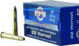 PPU 22 HORNET 45GR SP AMMO 50RDS
