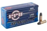 PPU 32 S&W LONG 98GR LRN AMMO 50RDS
