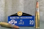 PPU 8X56R MANNLICKER 208GR SP AMMO 20RDS