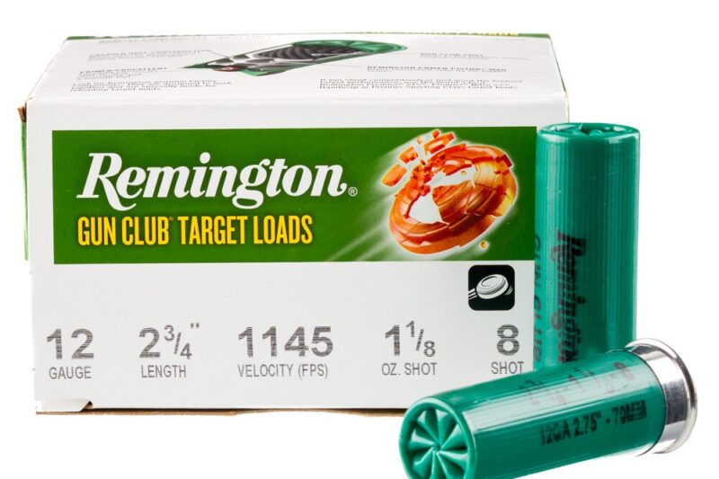 REMINGTON GUN CLUB 12GA 2-3:4 1-1:8OZ 1145FPS #8 AMMO 250RDS REMINGTON GUN CLUB 12GA 2-3/4" 1-1/8OZ 1145FPS #8 AMMO 250RDS