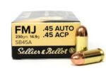 S&B 45 ACP FMJ 230GR AMMO 50RDS