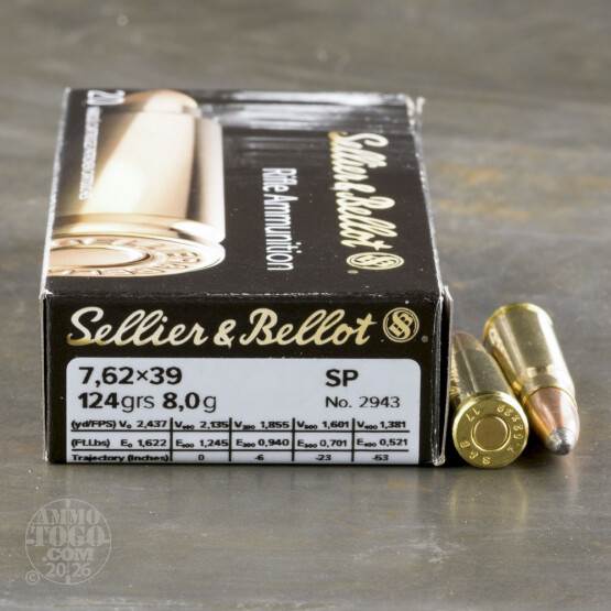 sellier-bellot 7.62x39 124gr SP – 20rd