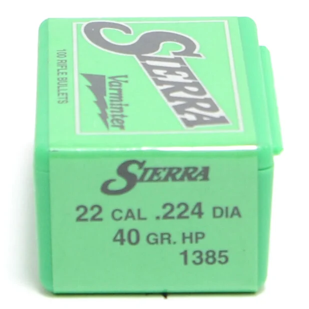 SIERRA 22CAL (.224") 40GR HP VARMINTER BULLETS 100CT