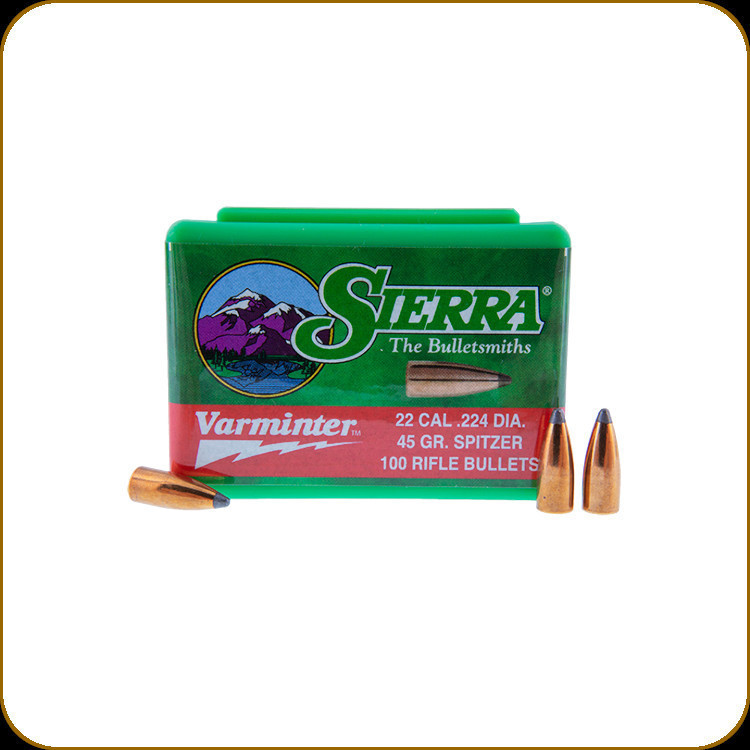 SIERRA 22CAL (.224") 45GR VARMINTER BULLETS 100CT
