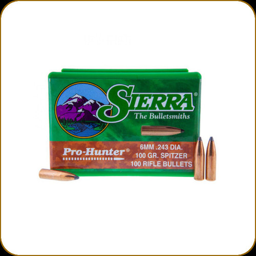 SIERRA 6MM (.243) 100 GR PRO HUNTER SPITZER 100CT SIERRA 6MM (.243") 100 GR PRO HUNTER SPITZER 100CT