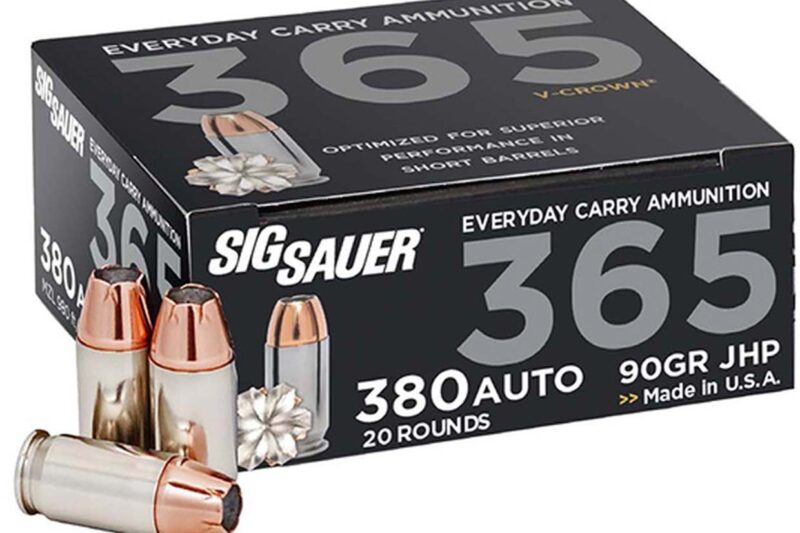 SIG 380 ACP 90GR ELITE V-CROWN JHP AMMO 20CT SIG SAUER ELITE V-CROWN 380 ACP 90GR AMMO 20RDS