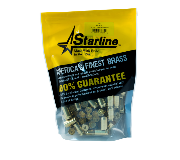 STARLINE 45 ACP UNPRIMED BRASS 100CT