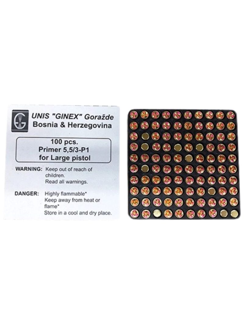 UNIS GINEX LARGE PISTOL PRIMER-100ct