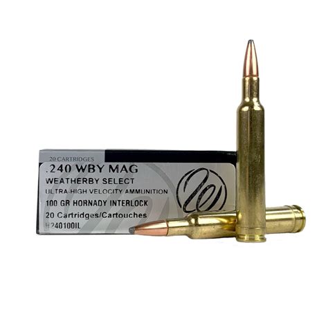 WEATHERBY AMMO 240 WBY MAG 100GR HORNADY INTERLOCK 20RD WEATHERBY 240 WBY MAG 100GR HORNADY INTERLOCK AMMO 20RDS