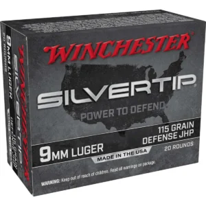 WINCHESTER SILVERTIP 9MM LUGER 115GR DEFENSE JHP AMMO 20RDS