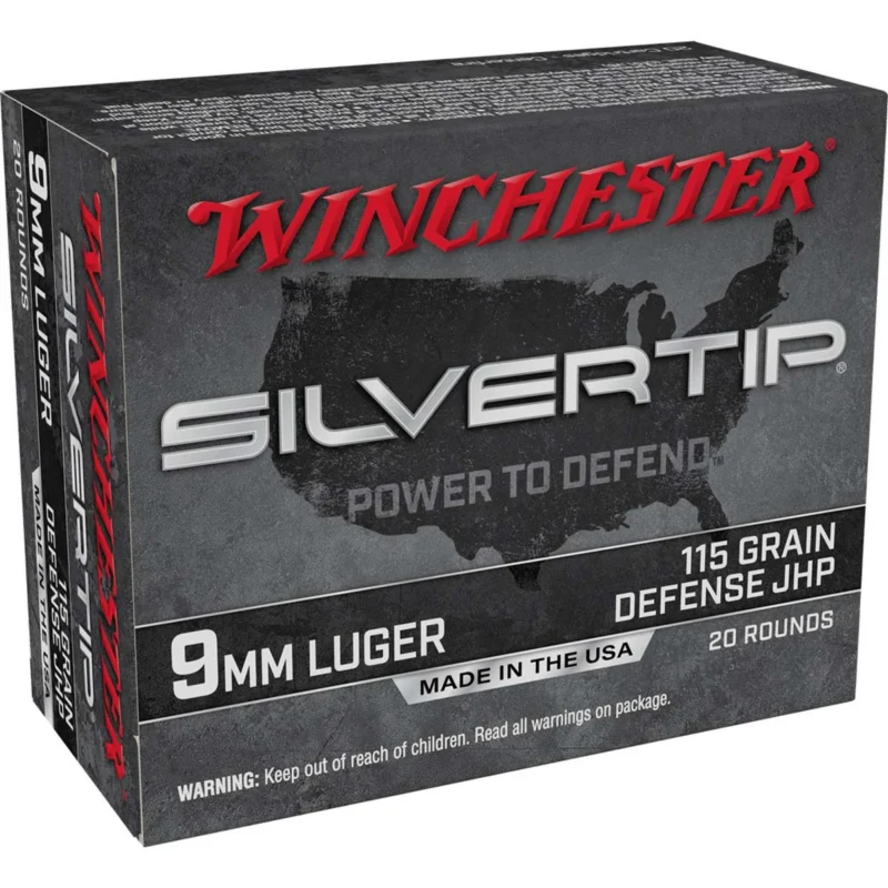 WINCHESTER SILVERTIP 9MM LUGER 115GR DEFENSE JHP AMMO 20RDS