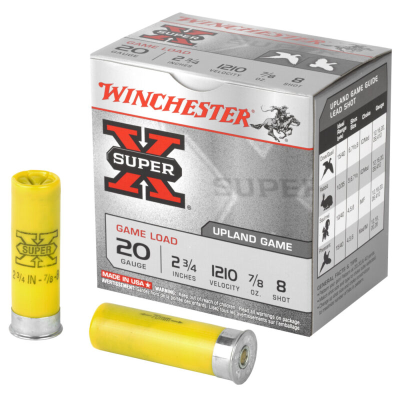 WINCHESTER SUPER-X 20GA 2.75" 7/8OZ 1210FPS #8 UPLAND GAME AMMO 25RDS