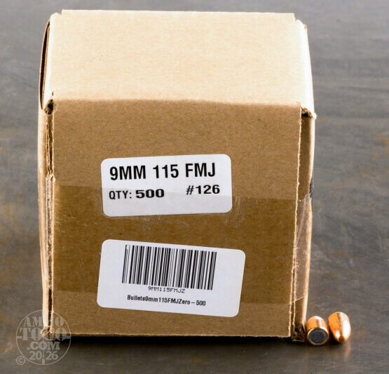 ZERO 9MM 115GR FMJ BULLETS 500CT