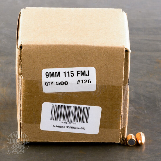 ZERO 9MM 115GR FMJ BULLETS 500CT
