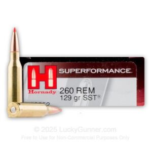 HORNADY SUPERFORMANCE 260 REMINGTON 129GR SST AMMO 20RDS