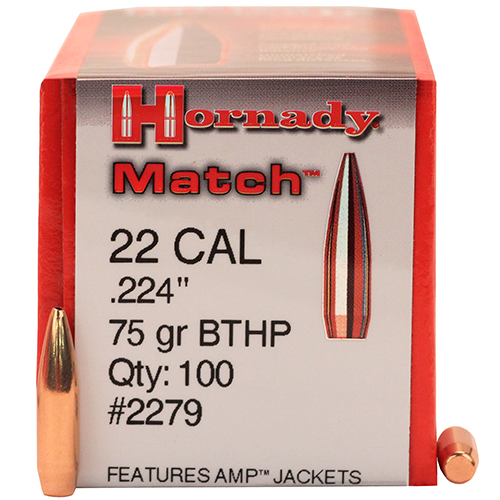 hornpic2279 HORNADY 22CAL (.224") 75GR BTHP MATCH BULLETS 100CT