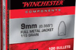 WINCHESTER 9MM (.355") 115GR FMJ HB BULLETS 100CT