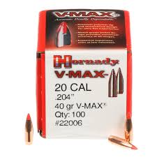 HORNADY 20 CAL (.204") 40GR VMAX BULLETS 100CT