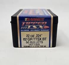 BARNES 22CAL (.224") 62GR TTSX BT BULLETS 50CT