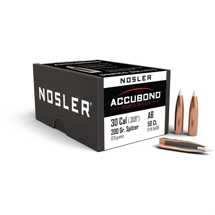 NOSLER 30 CAL (.308) 200GR SPITZR BULLET ACCUBOND BULLETS 50CT