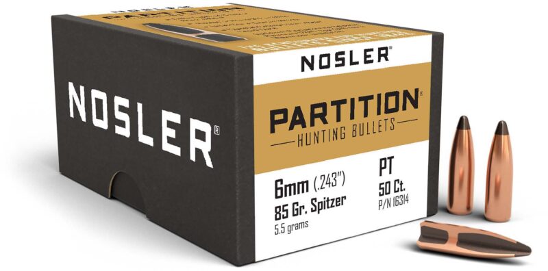 NOSLER 6MM (.243") 85GR SPITZER BULLETS 50CT
