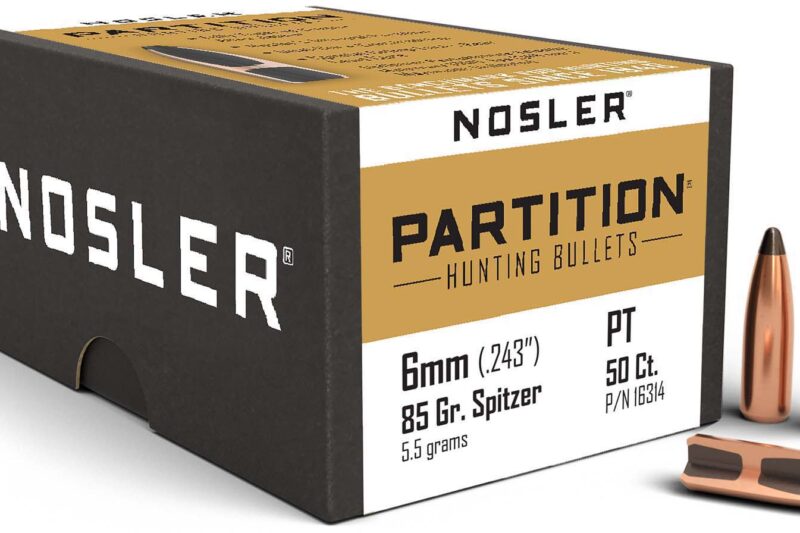 opplanet-nosler-partition-rifle-bullet-6mm-85gr-50ct-16314-main-1 NOSLER 6MM (.243") 85GR SPITZER BULLETS 50CT