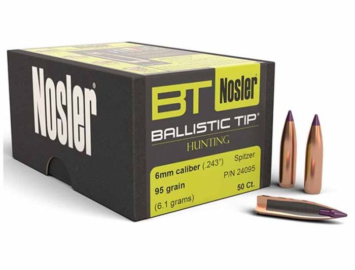 NOSLER 6MM (.243") 95GR BT SPITZER BULLETS 50CT