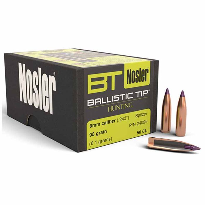 NOSLER 6MM (.243") 95GR BT SPITZER BULLETS 50CT