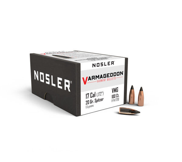 NOSLER VARMEGEDDON 17CAL (.172") 20GR FB TIPPED BULLETS 100CT
