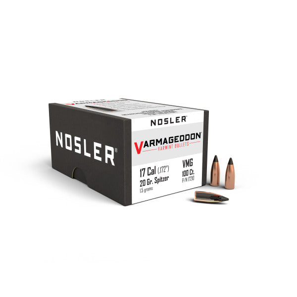 NOSLER VARMEGEDDON 17CAL (.172") 20GR FB TIPPED BULLETS 100CT