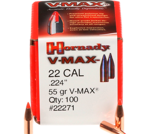 22271 HORNADY 22CAL (.224") 55GR VAMX BULLETS 100CT