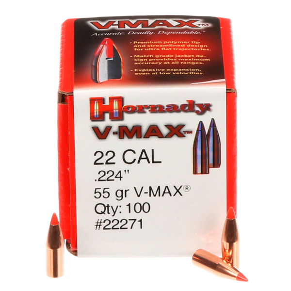 HORNADY 22CAL (.224") 55GR VAMX BULLETS 100CT