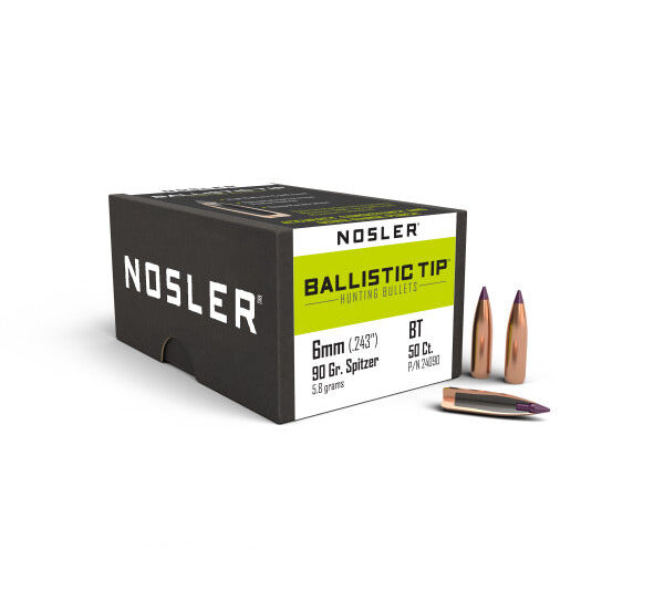 NOSLER 6MM (.243") 90GR BALLISTIC TIP BULLETS 50CT