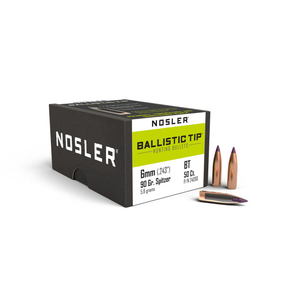 NOSLER 6MM (.243") 90GR BALLISTIC TIP BULLETS 50CT