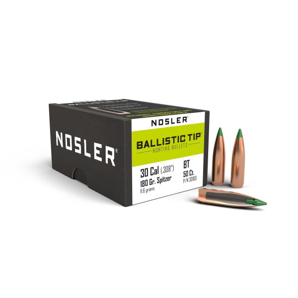 NOSLER 30CAL (.308") 180GR BALLISTIC TIP BULLETS 50CT