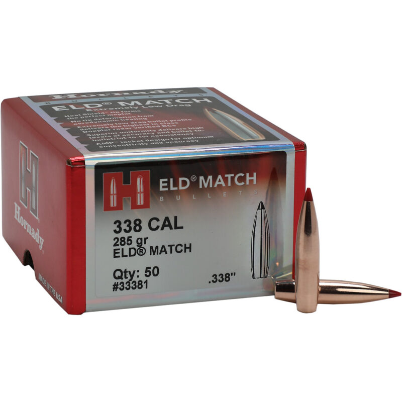 HORNADY 338CAL (.338") 285GR ELD MATCH BULLETS 50CT