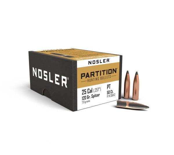 NOSLER 25CAL (.257") 120GR PARTITION BULLETS 50CT