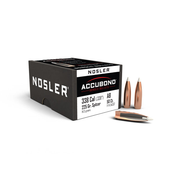 NOSLER 338CAL (.338") 225GR ACCUBOND BULLETS 50CT