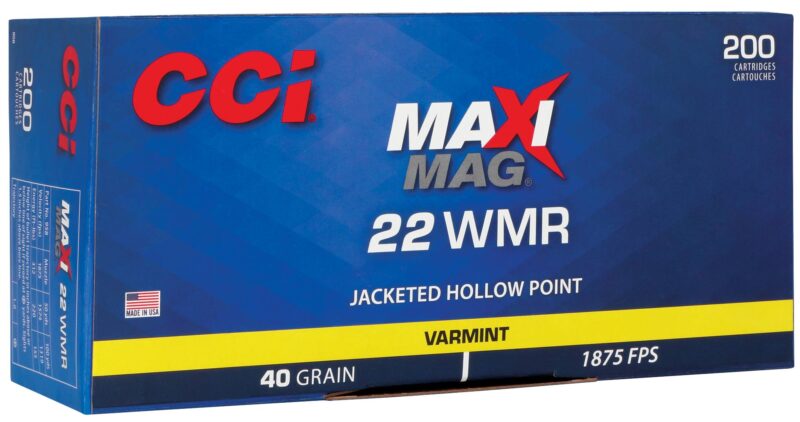 CCI MAXI MAG 22 WMR 40GR 1875FPS JHP AMMO 200RDS