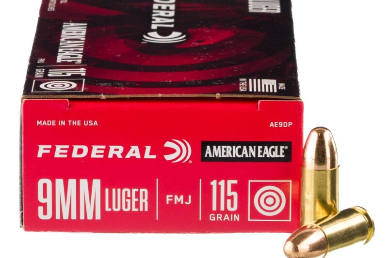 FEDERAL AMERICAN EAGLE 9MM 115GR FMJ AMMO 50RDS FEDERAL AMERICAN EAGLE 9MM 115GR FMJ AMMO 50RDS
