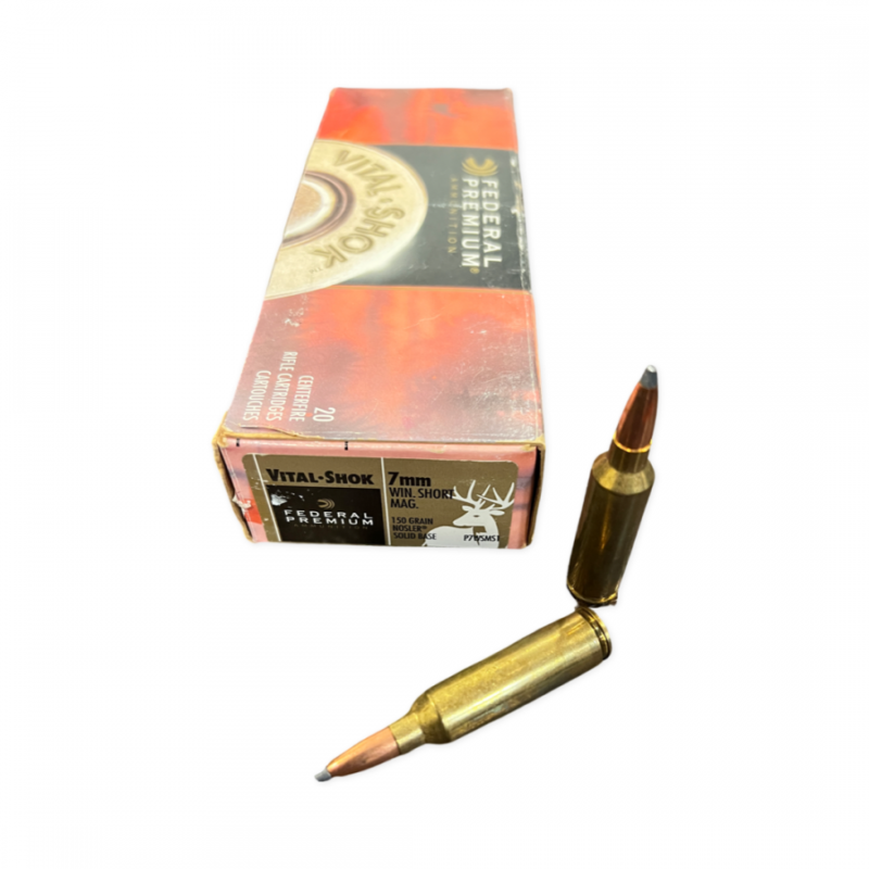 FEDERAL PREMIUM VITAL SHOK 7MM WSM 150GR NOSLER SOLID BASE AMMO 20RDS
