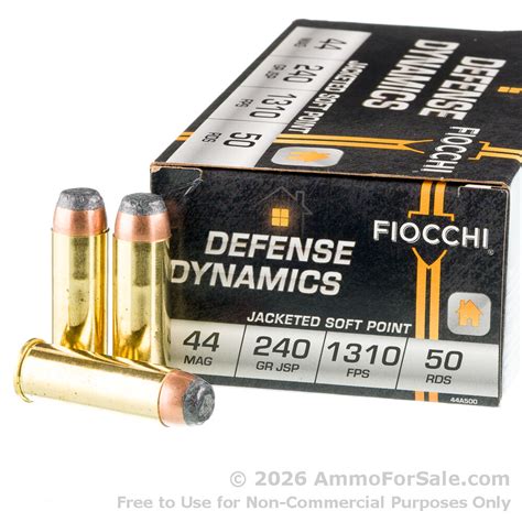 FIOCCHI DEFENSE DYNAMIC 44 MAG 240GR JSP AMMO 50RDS