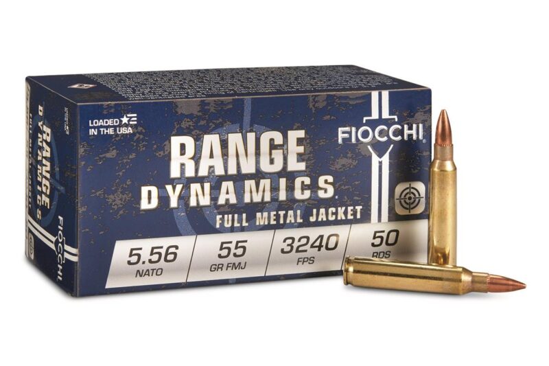 FIOCCHI RANGE DYNAMIC 5.56 NATO 55GR FMJBT AMMO 50RDS