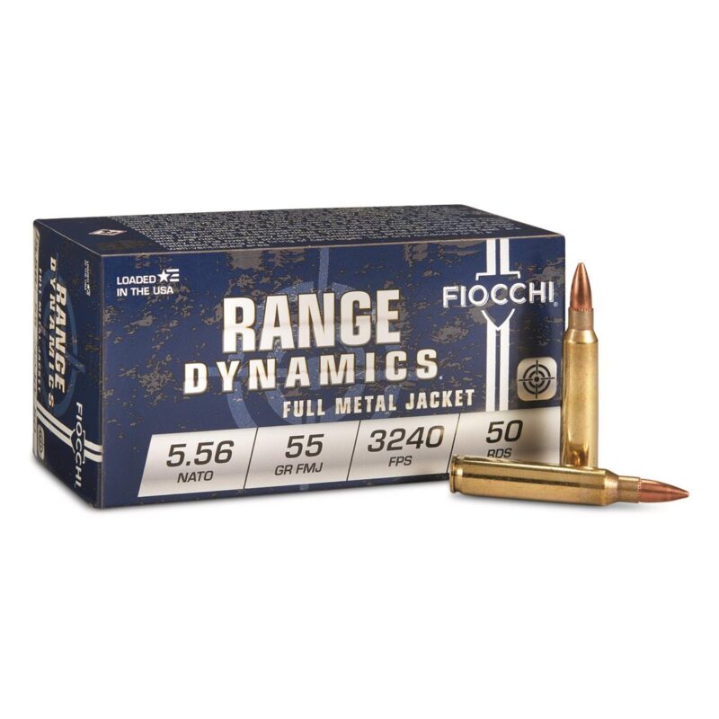 FIOCCHI RANGE DYNAMIC 5.56 NATO 55GR FMJBT AMMO 50RDS