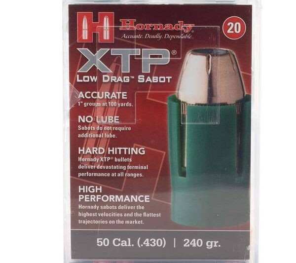 HORNADY 50 CAL SABOT W:44 CAL 240GR JHP:XTP BULLET 20CT HORNADY 50 CAL SABOT W/44 CAL 240GR JHP/XTP BULLET 20CT