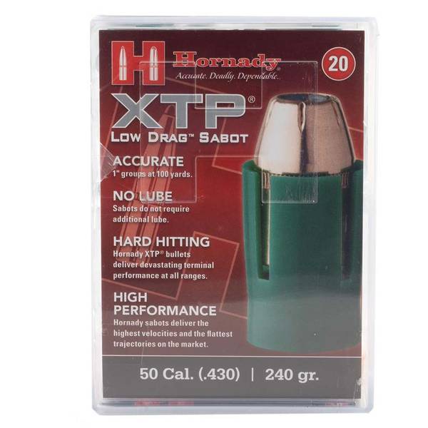 HORNADY 50 CAL SABOT W/44 CAL 240GR JHP/XTP BULLET 20CT