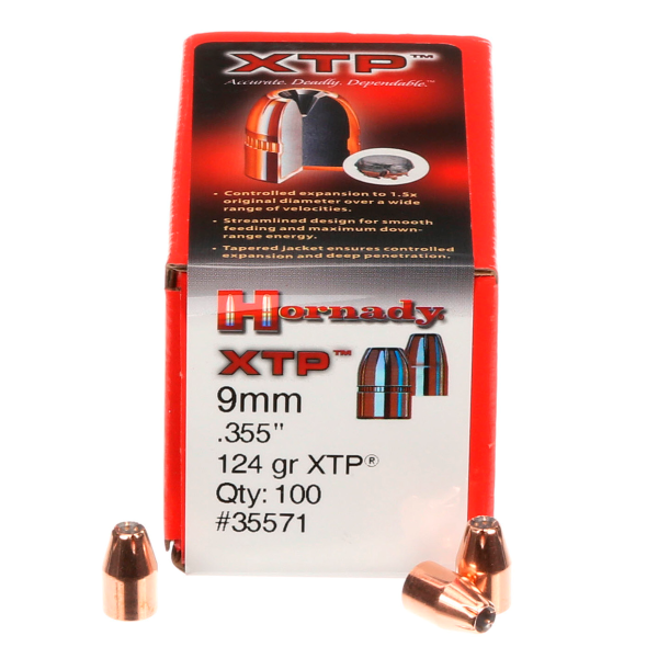 HORNADY 9MM (.355") 124GR XTP BULLETS 100CT