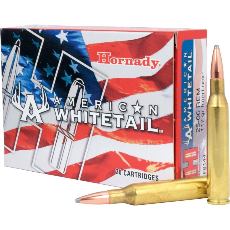 HORNADY AMERICAN WHITETAIL 25-06 REM 117GR BTSP AMMO 20RDS